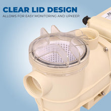 Load image into Gallery viewer, Powerful 3120 GPH Pool Pump - 1/2HP with Easy Monitoring Lid &amp; Energy Savings