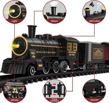 Load image into Gallery viewer, Rechargeable Steam Locomotive Toy with Sounds &amp; Light - Perfect Gift for Kids