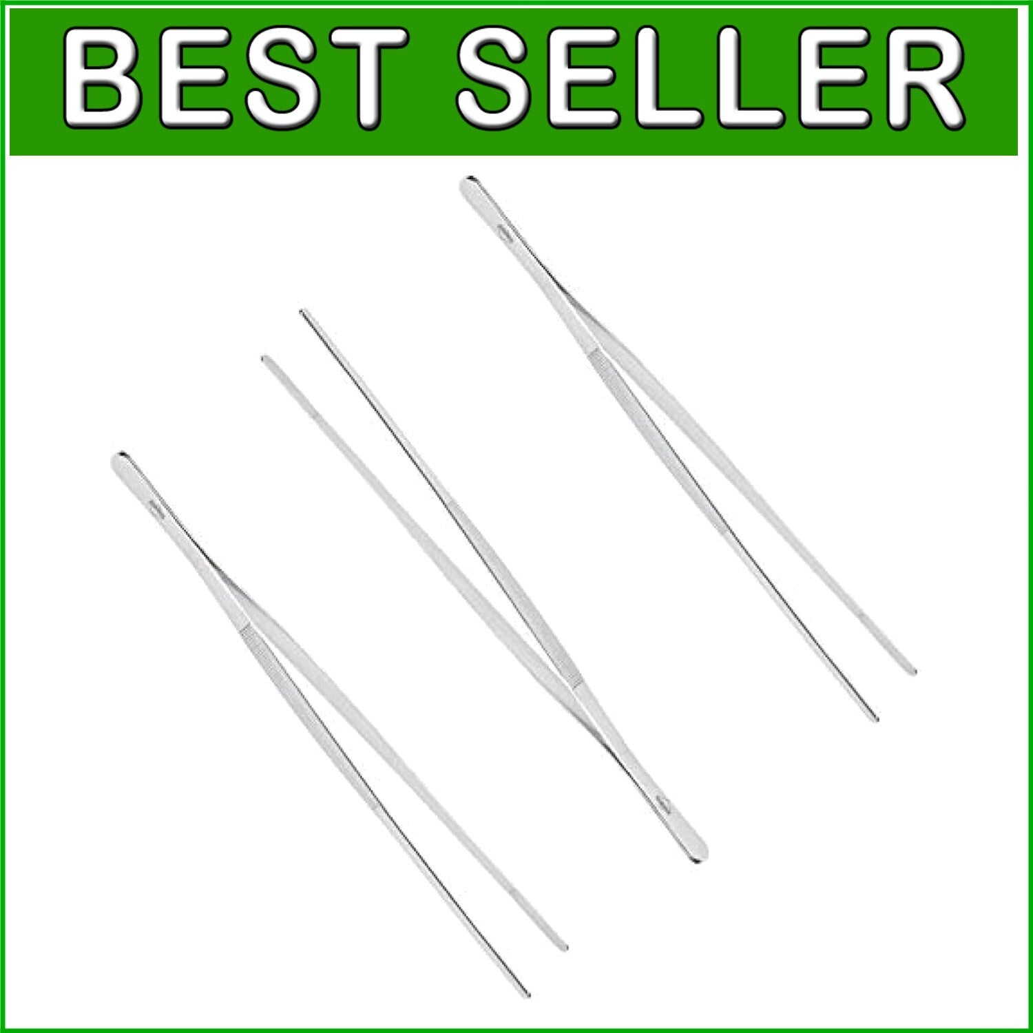 18/10 Stainless Steel Kitchen Tongs Pack of 3 - Ideal for BBQ and Cooking