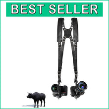 Load image into Gallery viewer, Lightweight Premium Leather Camera Sling - Safe &amp; Efficient for Two Cameras
