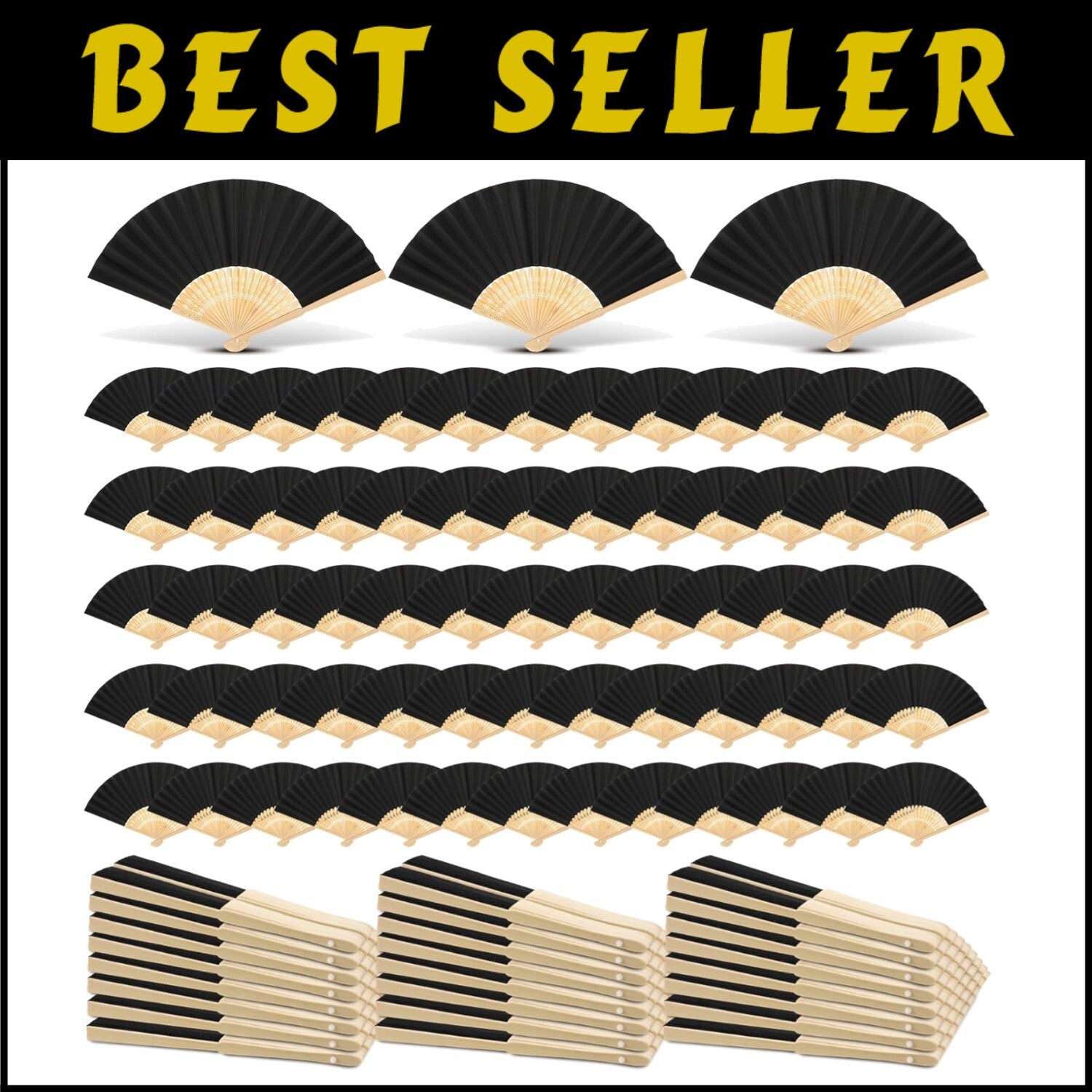 Versatile 300 Pack Handheld Bamboo Fans - Perfect for Weddings & DIY Decor