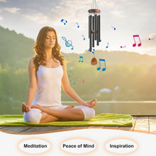 Load image into Gallery viewer, Serene 37-Inch Black Aluminum Wind Chimes - Perfect for Outdoor Relaxation
