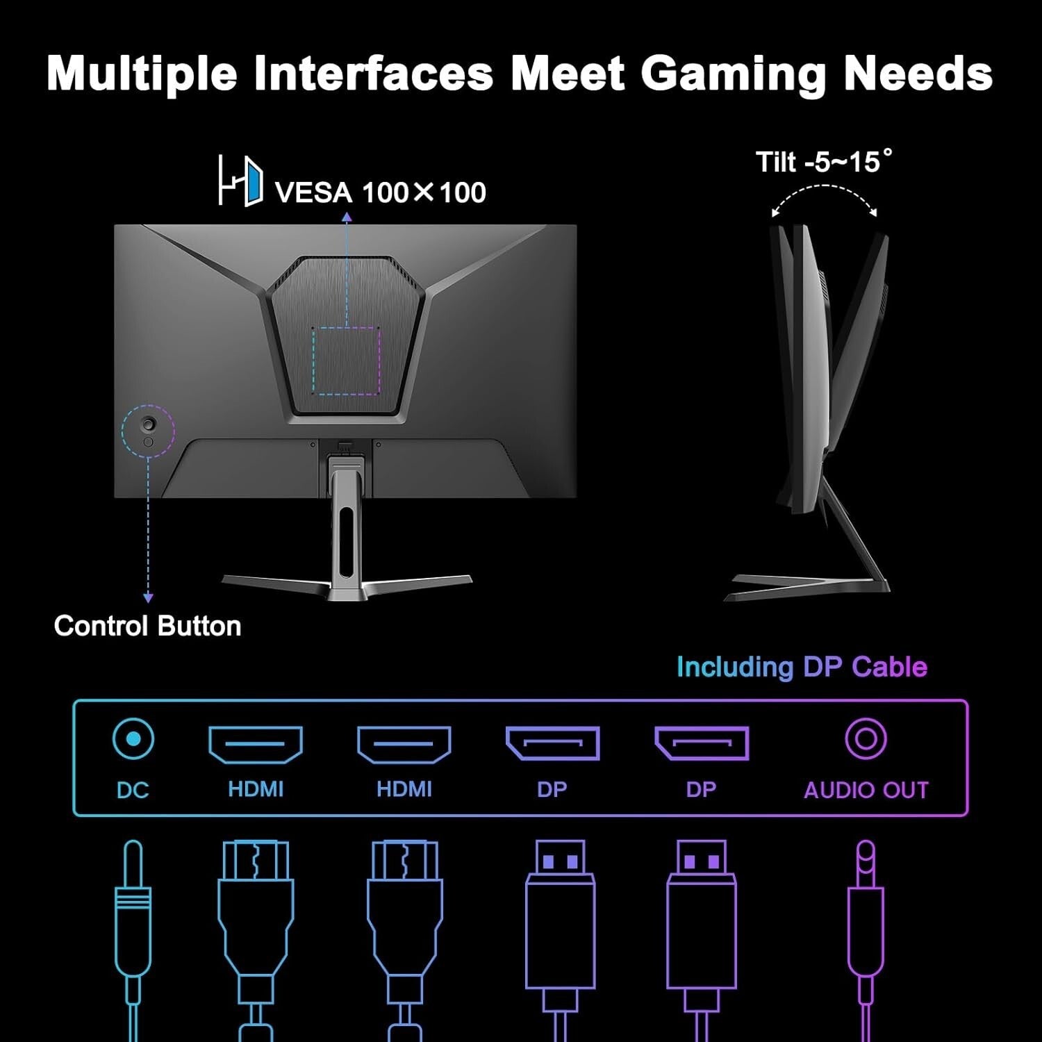27 Inch QHD 2560x1440 180Hz Monitor: Fast-Response, Eye Care, Adjustable Stand