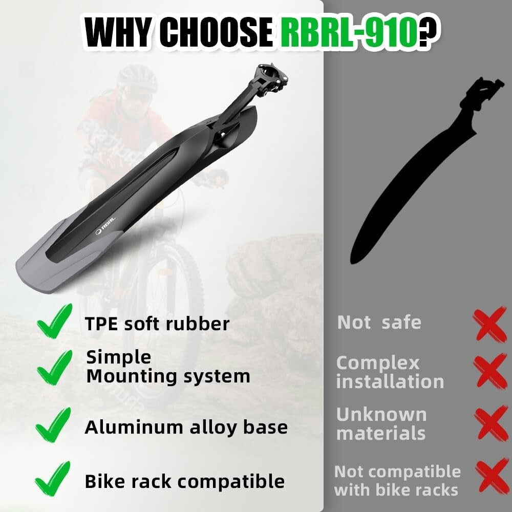 Stylish Bicycle Mudguard with TPE Rubber - All-Weather Protection 24-29 Inch