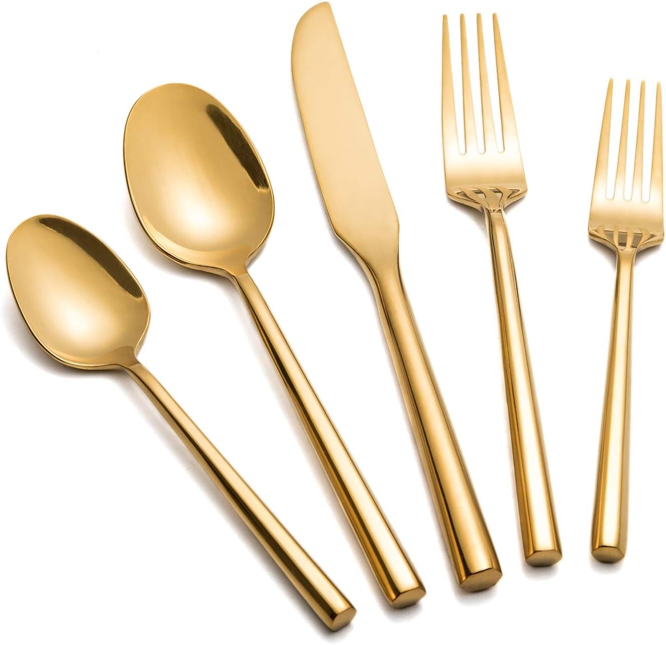 Modern Gold Flatware Set - 40-Piece Stainless Steel Cutlery for Perfect Dining