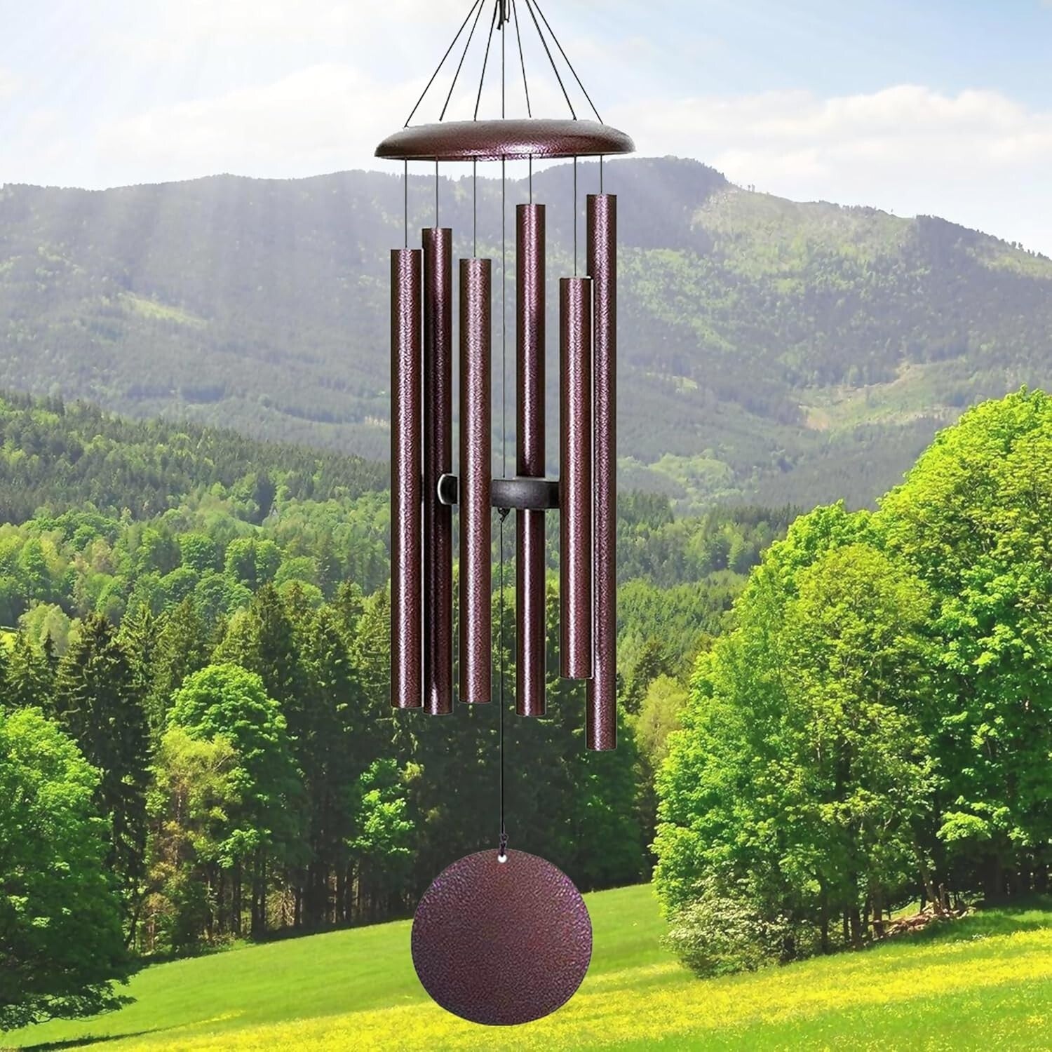 36" Outdoor Wind Chimes in Bronze - Deep Tones for Memorial Remembrance