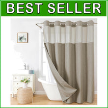 Load image into Gallery viewer, No Hooks Linen Shower Curtain with Snap-in Liner for Effortless Shower Styling
