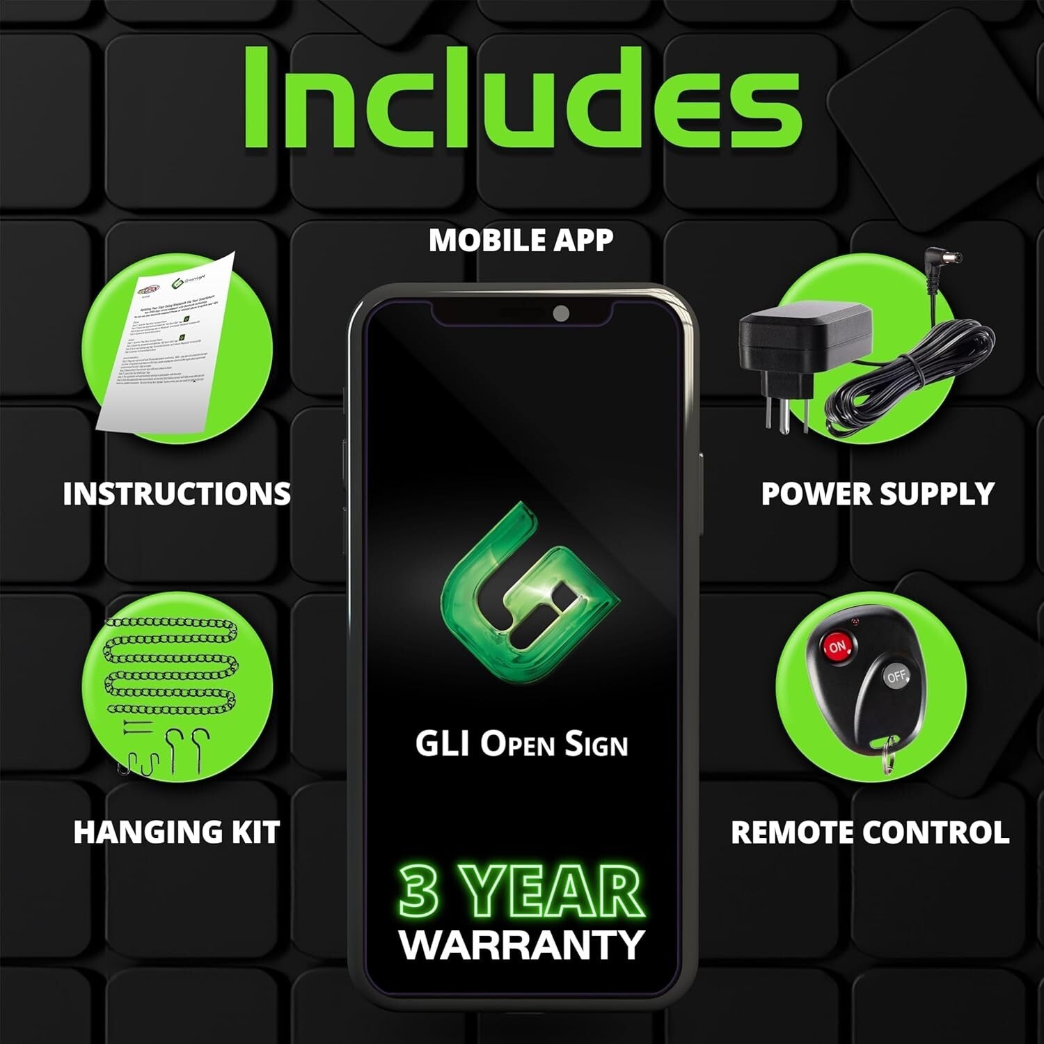 Customizable LED Open Sign - 64 Colors, App Control & Dynamic Display Functions