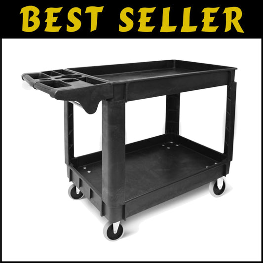 Heavy-Duty 500-lb Utility Service Cart - Two Trays & Swivel Wheels, 30"x17"