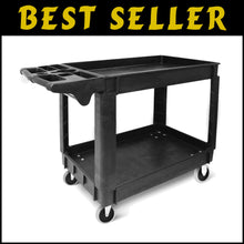 Load image into Gallery viewer, Heavy-Duty 500-lb Utility Service Cart - Two Trays &amp; Swivel Wheels, 30"x17"