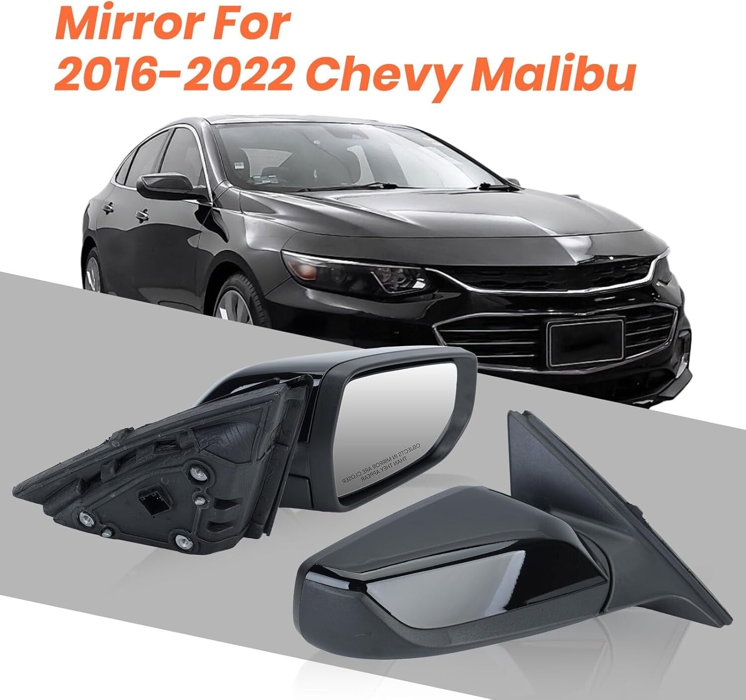 Gloss Black Right Side View Mirror for Chevy Malibu, OE Number: 84705520-PFM