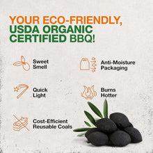 Load image into Gallery viewer, Organic Smoke-Free Charcoal Briquettes from Recycled Olive byproducts - 26.4 lbs
