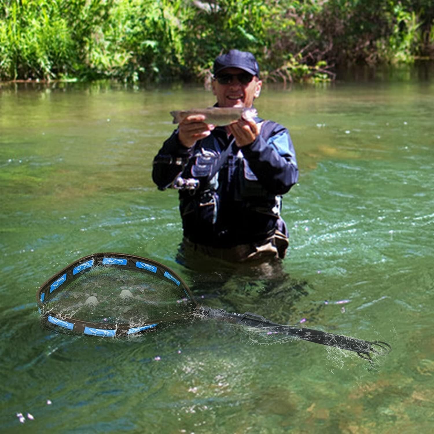 Lightweight Floating Fishing Net with Telescopic Handle for Easy Catch & Release