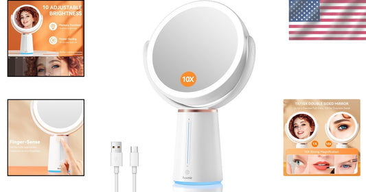 Modern Lighted Makeup Mirror - 2500mAh, 10X Magnification, Perfect for Gifting