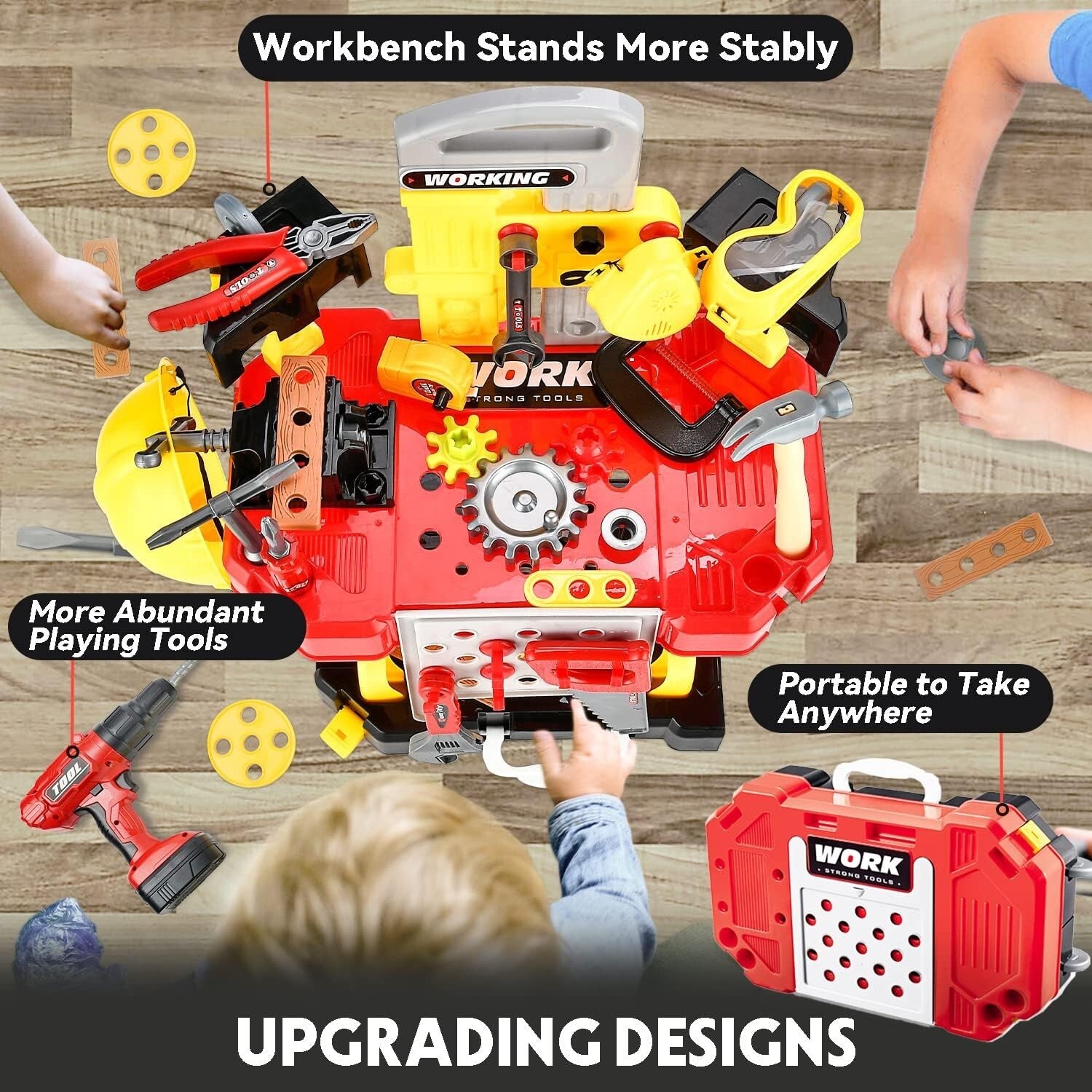 83 Piece Kids Tool Set with Electric Drill - Transformable Construction Bench