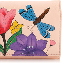 Load image into Gallery viewer, Stylish Hand-Painted Leather Wallet: 7.5” with Magnetic Closure and Coin Pocket