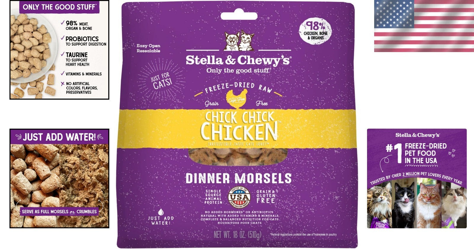 Complete Nutrition Morsels - Freeze-Dried Raw Chicken for Cats & Kittens, 18 oz