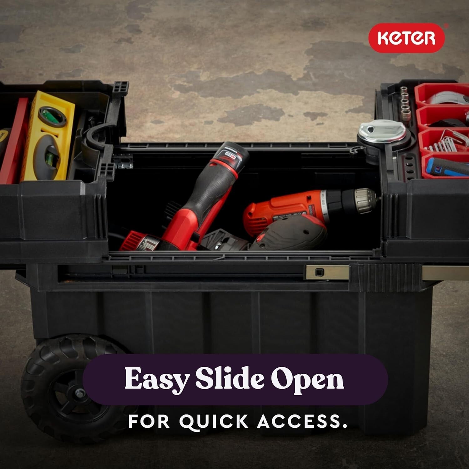Portable Tool Storage Box on Wheels with Central Locking - Ideal for Contractors