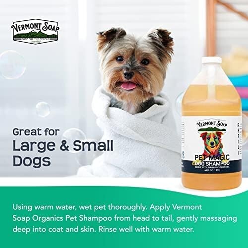 Gentle Organic Dog Shampoo with Olive Oil & Coconut for Sensitive Skin - 64oz