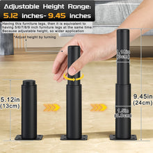 Load image into Gallery viewer, 8 Heavy-Duty Adjustable Furniture Legs - Modern Black Metal Legs for Home Decor