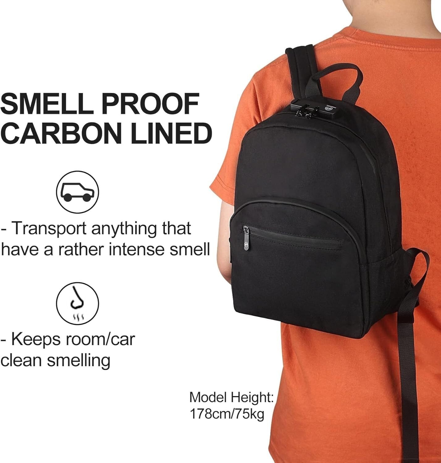 Odor-Proof Mini Backpack with Combination Lock - Essential for Active Lifestyles