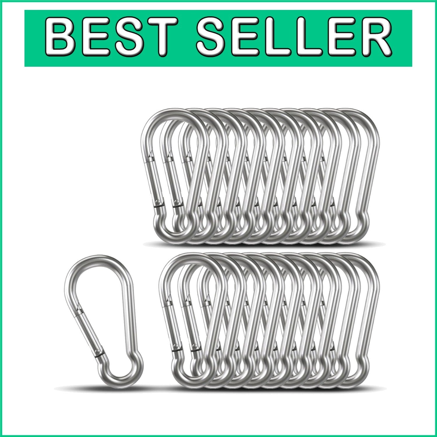 3.15 Inch Reliable Stainless Steel Carabiner Clips - 20 Pack for Versatile Use