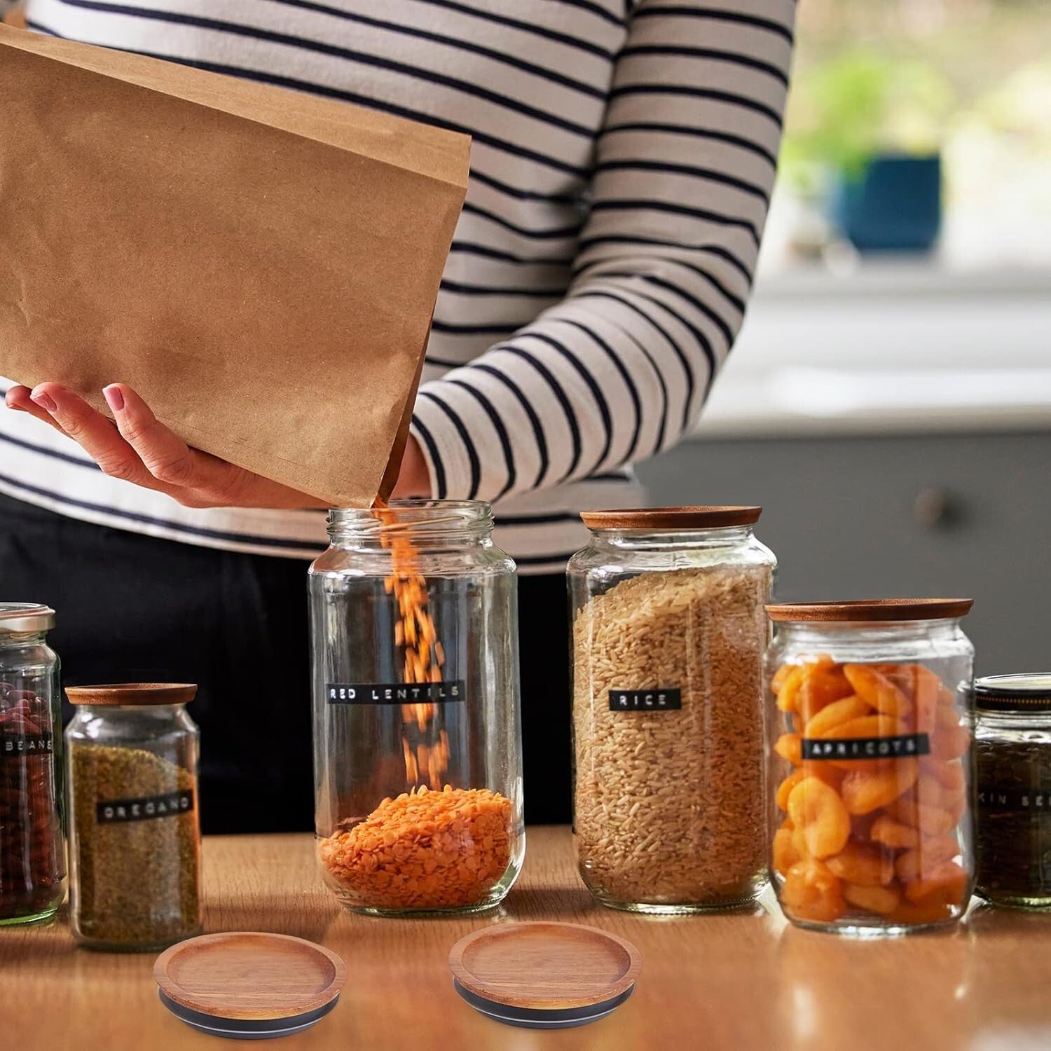 Elegant Bamboo Mason Jar Lids - 24 Pack for Organizing & Freshness Preservation