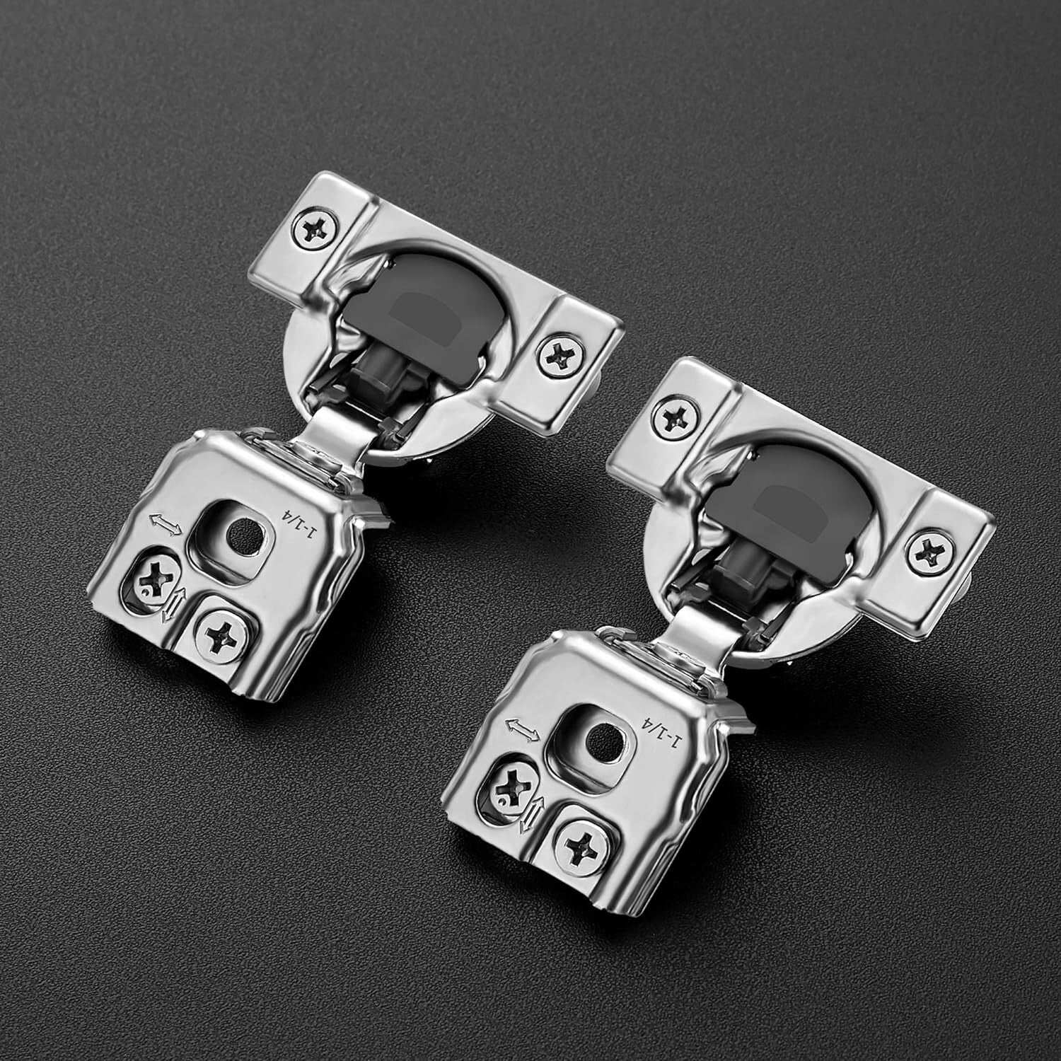 Premium 1-1/4" Overlay Soft Close Hinges - 30 Pack Satin Nickel Finish