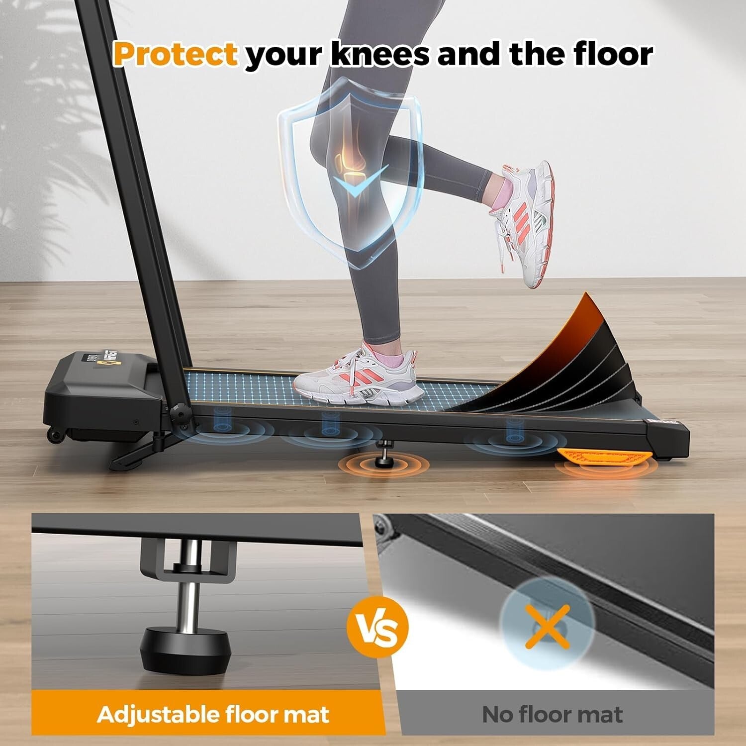 Foldable Under Desk Treadmill with Bluetooth & 3-Way Control - Silent Operation