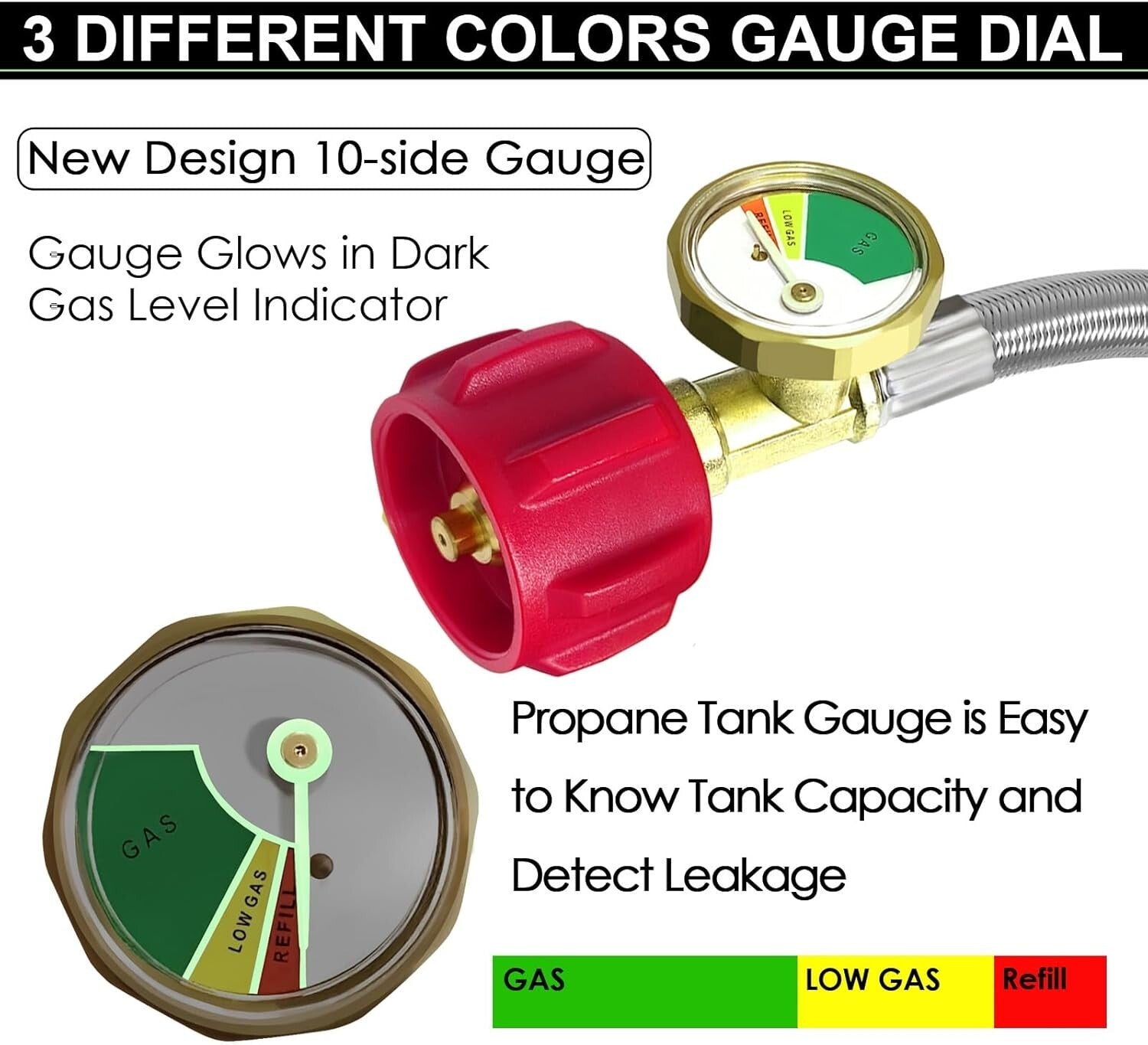 Efficient RV Propane Regulator with No-Interrupt Changeover & 18" Braided Hoses