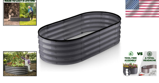 Modern Galvanized Garden Planter - 48" (4 ft) x 24" (2 ft) for Flowers & Veggies