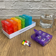 Load image into Gallery viewer, Multicolor Medication Organizer: 6 Daily Doses with Lifetime Warranty Guarantee
