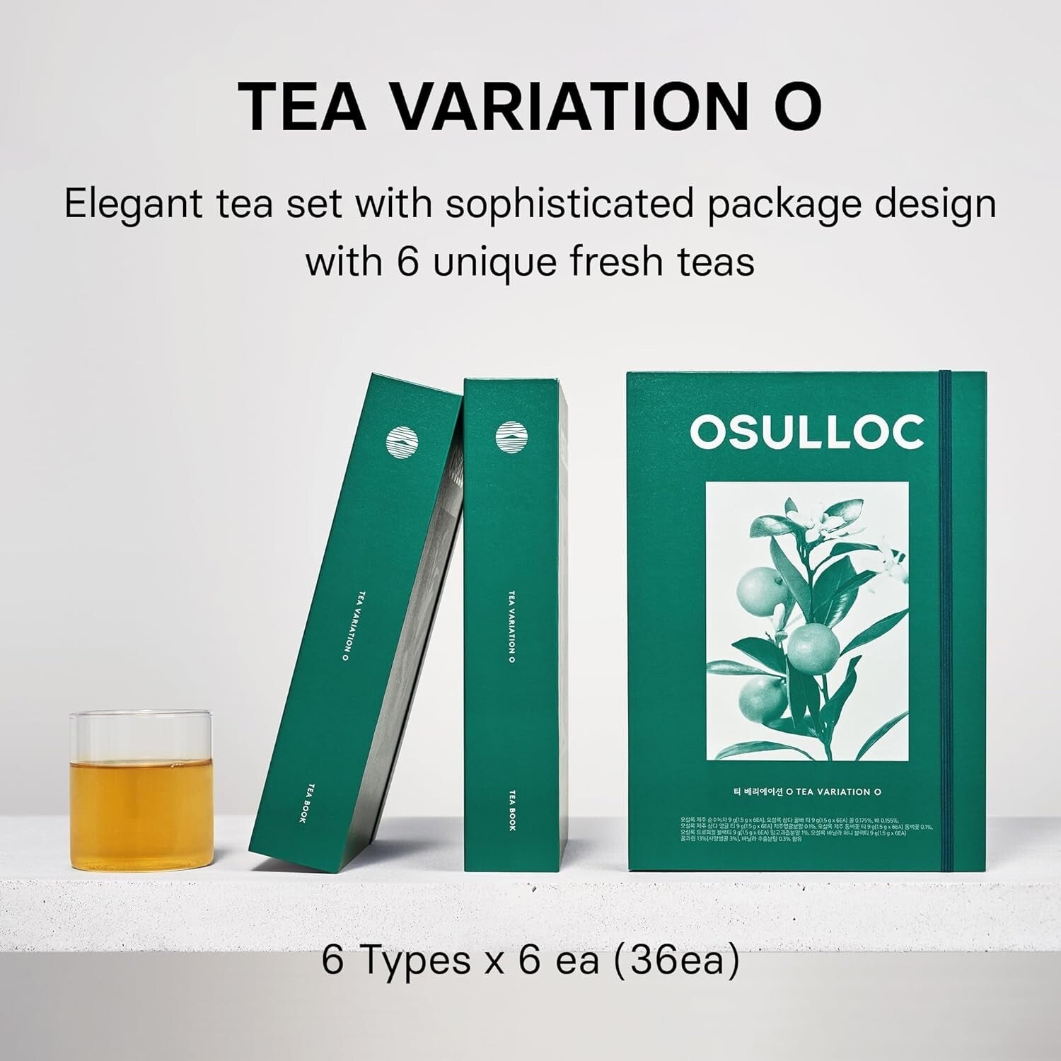 Elegant 36-Count Tea Gift Set with 6 Premium Organic Blends from Jeju Island