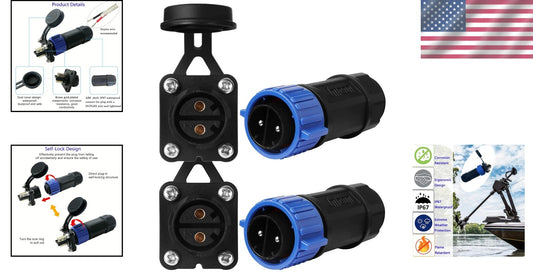 Durable 2 Pack Marine Boat Power Connectors for Trolling Motors - IP67 Rated