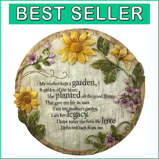 Elegant Floral Indented Memorial Stone - Commemorative Decor for Home and Garden