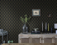 Load image into Gallery viewer, Gold and Black Peel and Stick Wallpaper - Modern Geometric Design 17.7"x393.7"