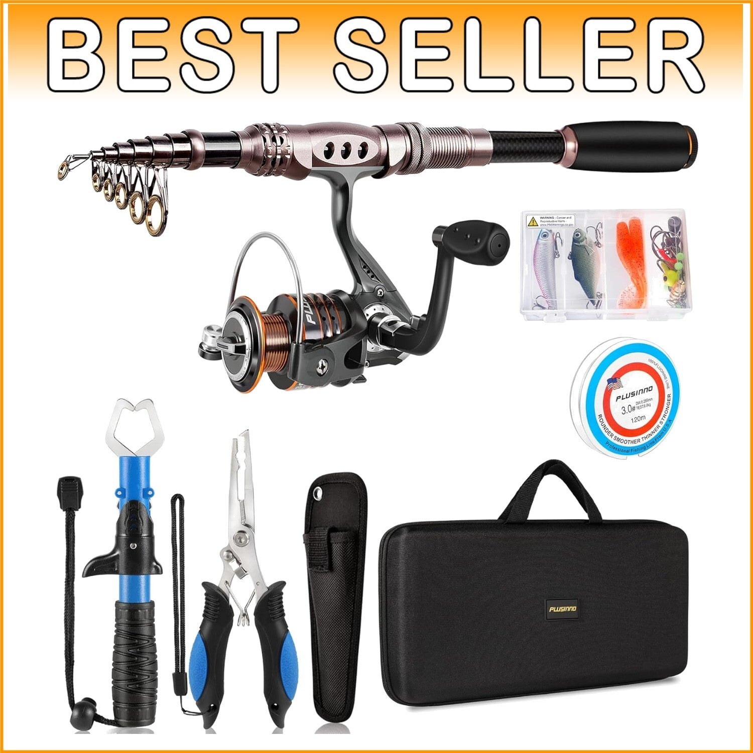 1.8m Fishing Rod & Reel Combo - Lightweight Telescopic Carbon Kit for Fishing