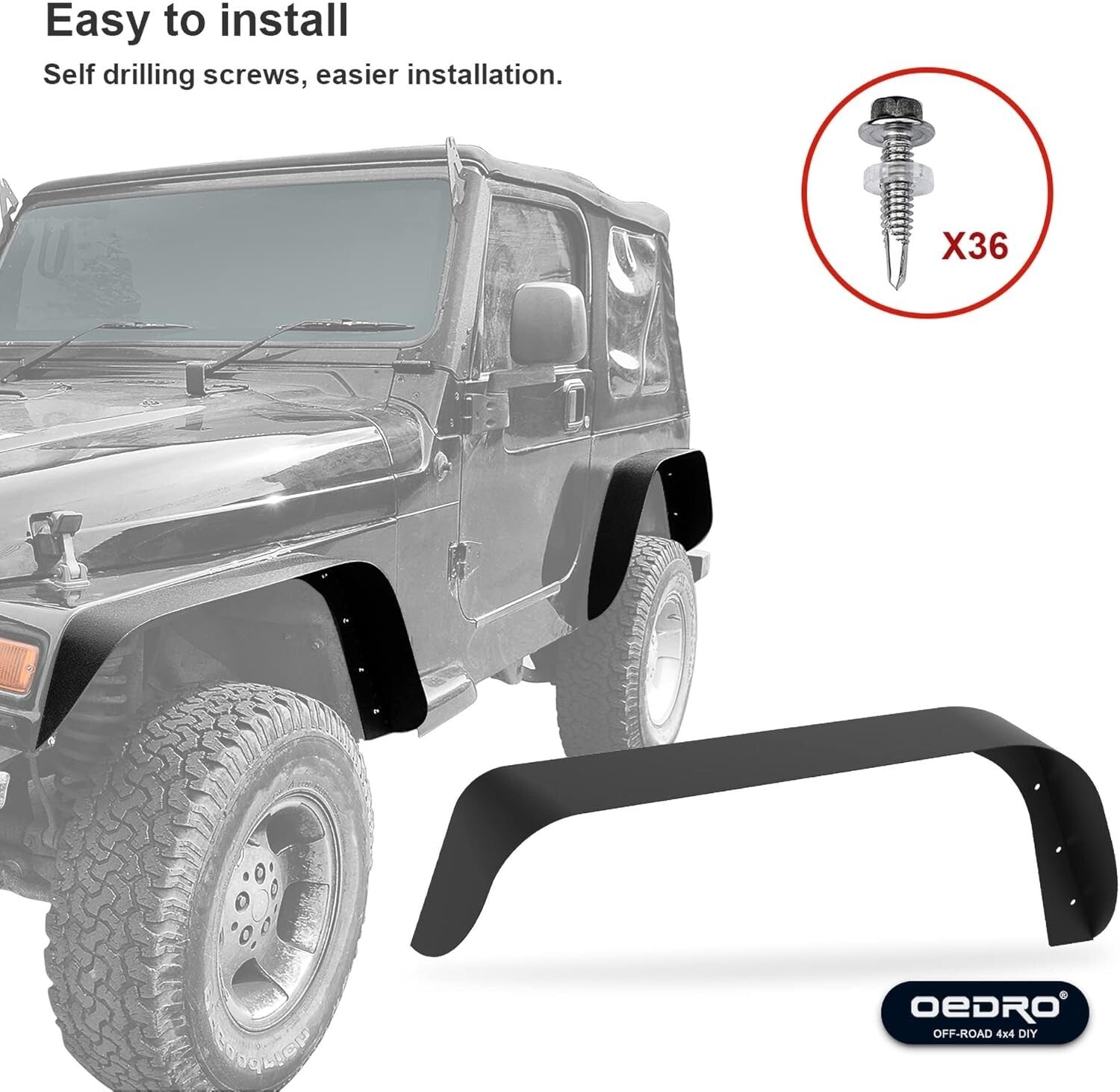 All-Weather Protection Fender Flares for 1997-2006 Jeep Wrangler – 4 PC Set