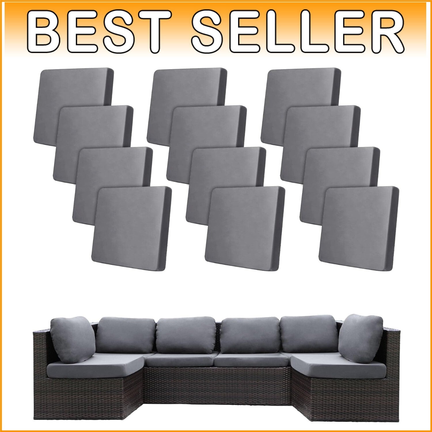 Classic Checkered Patio Cushion Covers (12pcs) - Machine Washable & Reusable