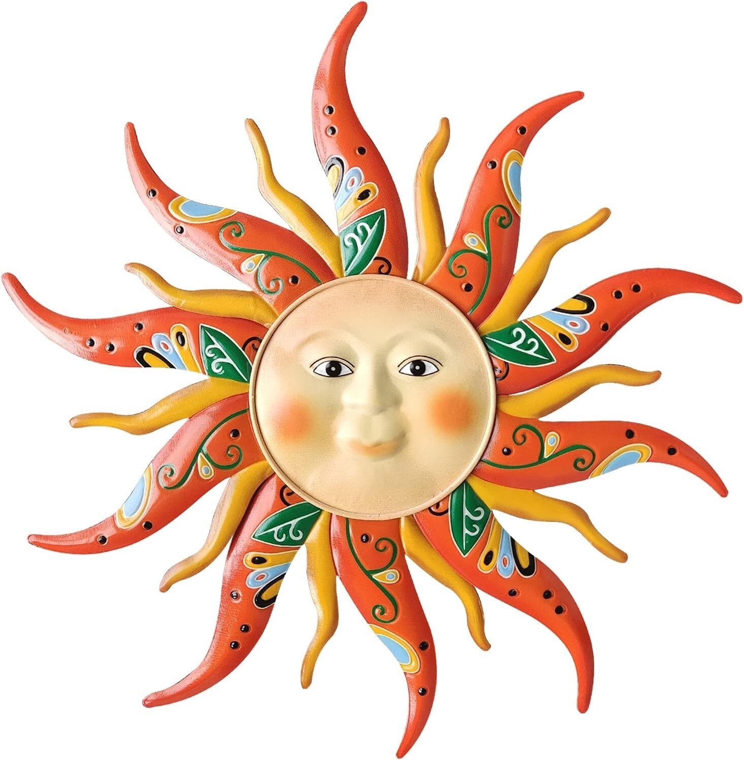 23.6-Inch Exquisite Metal Sun Face Wall Art - Perfect for Farmhouse Gardens