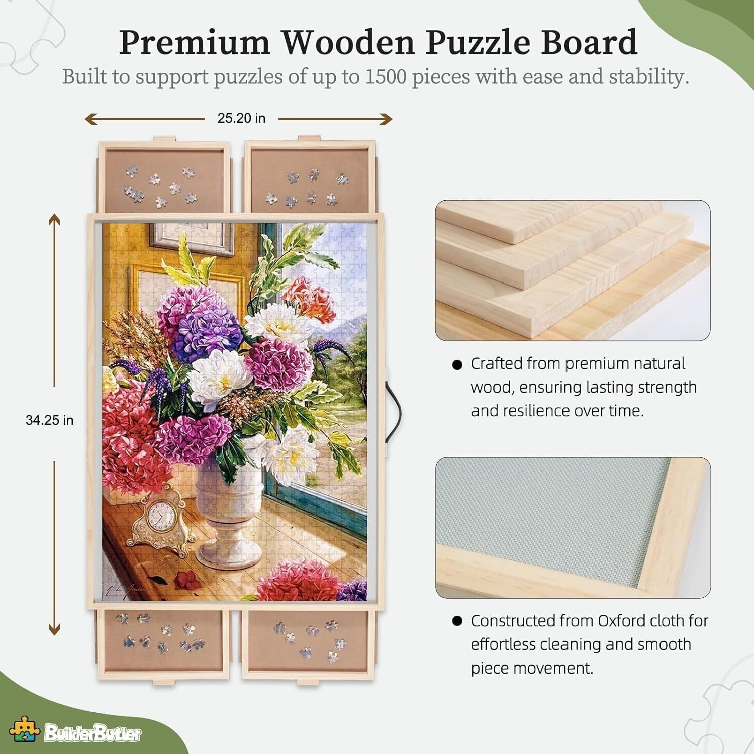 Eco-Friendly 1500-Piece Puzzle Table with Non-Slip Surface and 4 Drawers