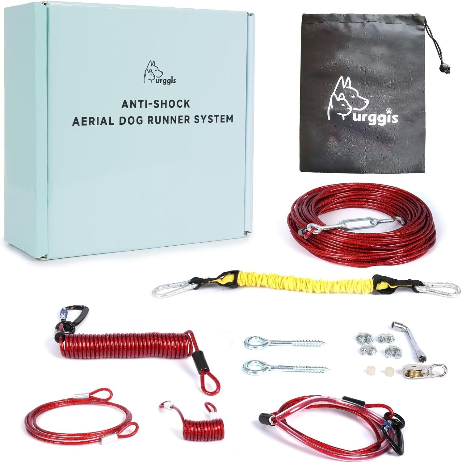 Tangle-Free Heavy-Duty Dog Zip Line - 75ft Anti-Shock System for 300lbs Dogs