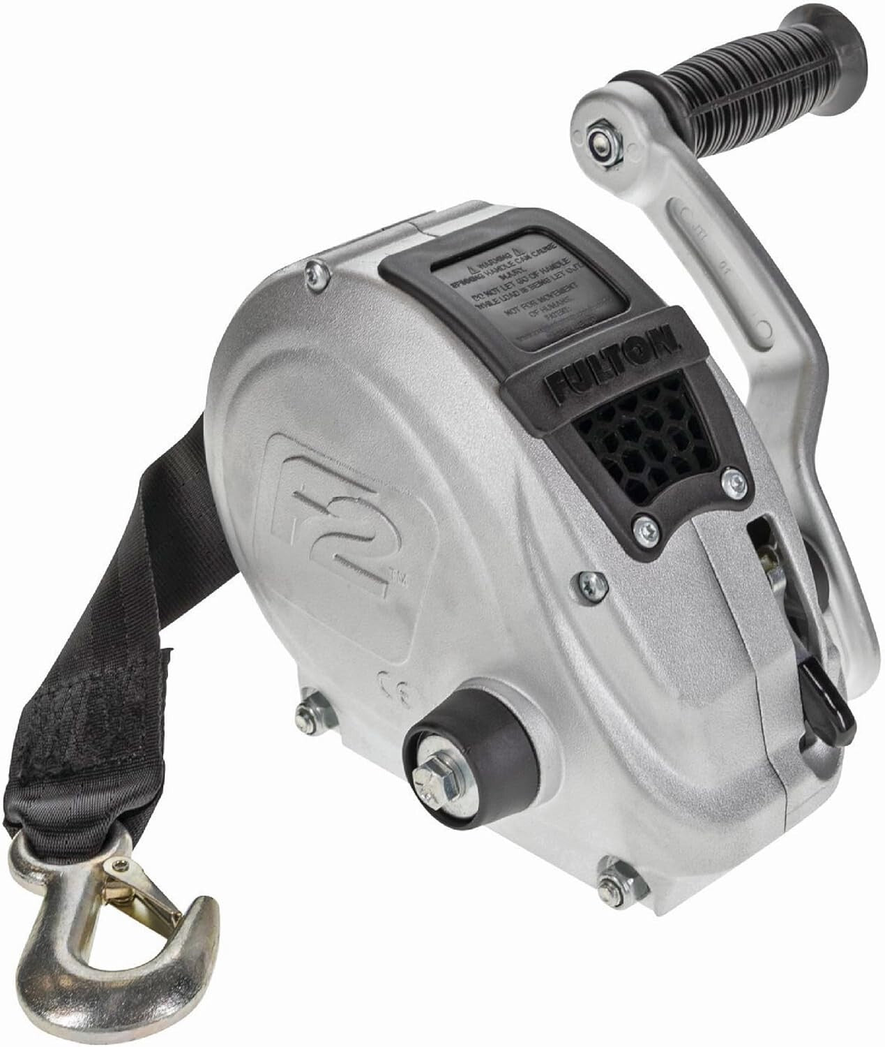 Dual Gear F2 Trailer Winch - 1,600 lbs Capacity with 20' Strap & Mounting Kit