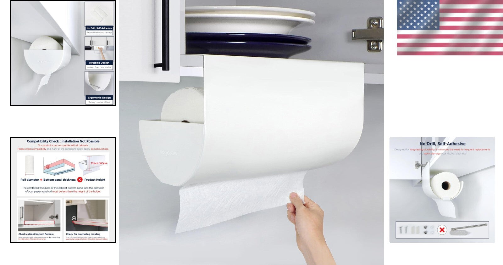 Elegant Under Cabinet Paper Towel Holder - Space-Saving Self-Adhesive Design