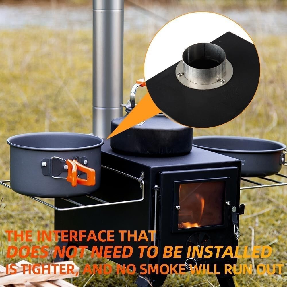 Durable Cast Iron Camping Wood Stove with Included Accessories for Winter Fun