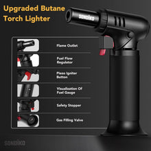 Load image into Gallery viewer, Refillable S907 Butane Torch with Transparent Fuel Gauge - 2372°F Heat, 2 Pack