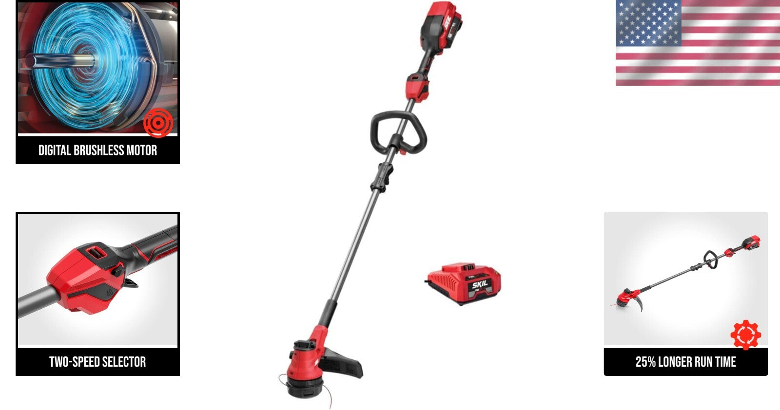 PWR CORE 40V Brushless String Trimmer Kit - 15-Inch Cutting Width, Fast Charging