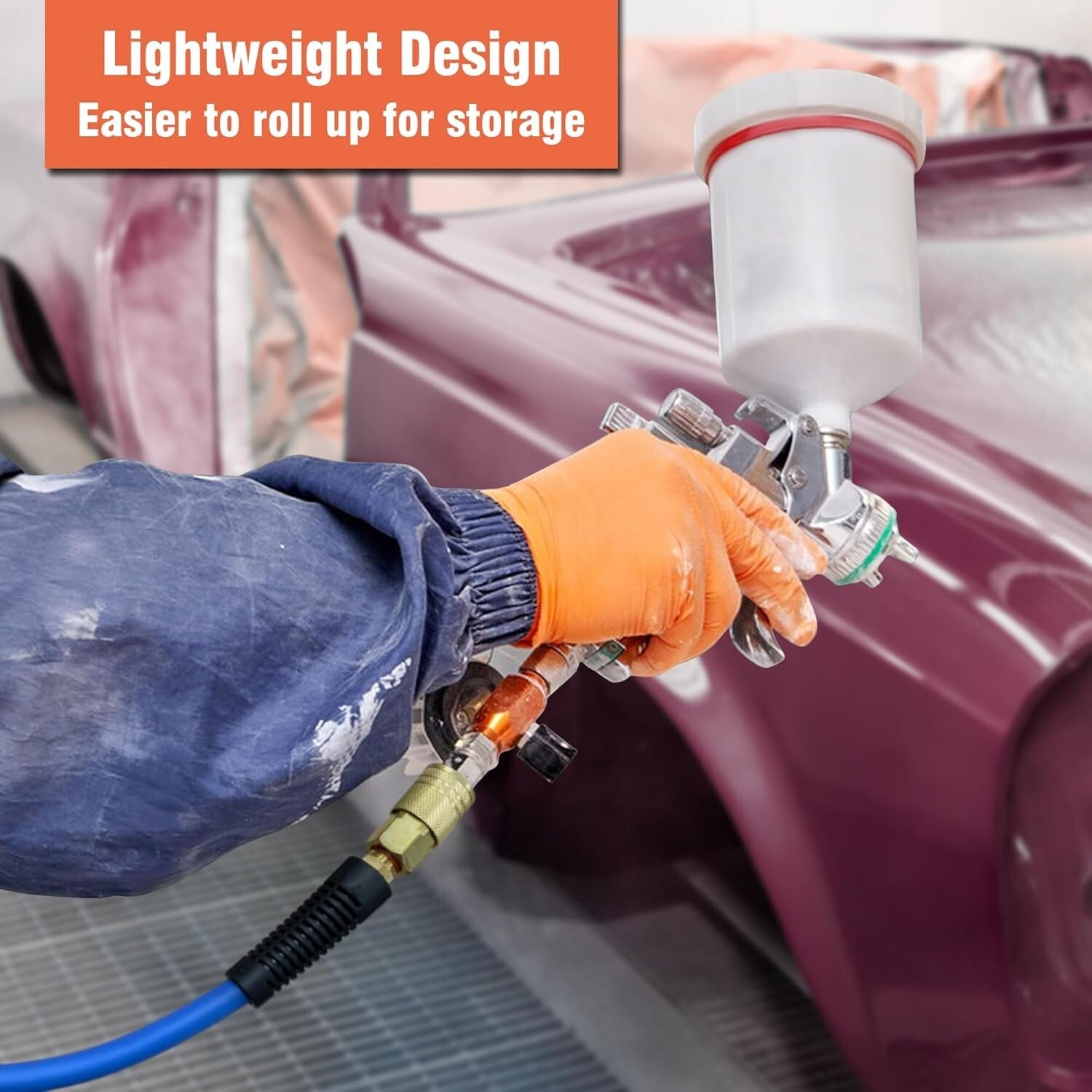 3/8 in x 100 ft Flexible Air Hose with Quick Coupler - 300 PSI Performance Blue