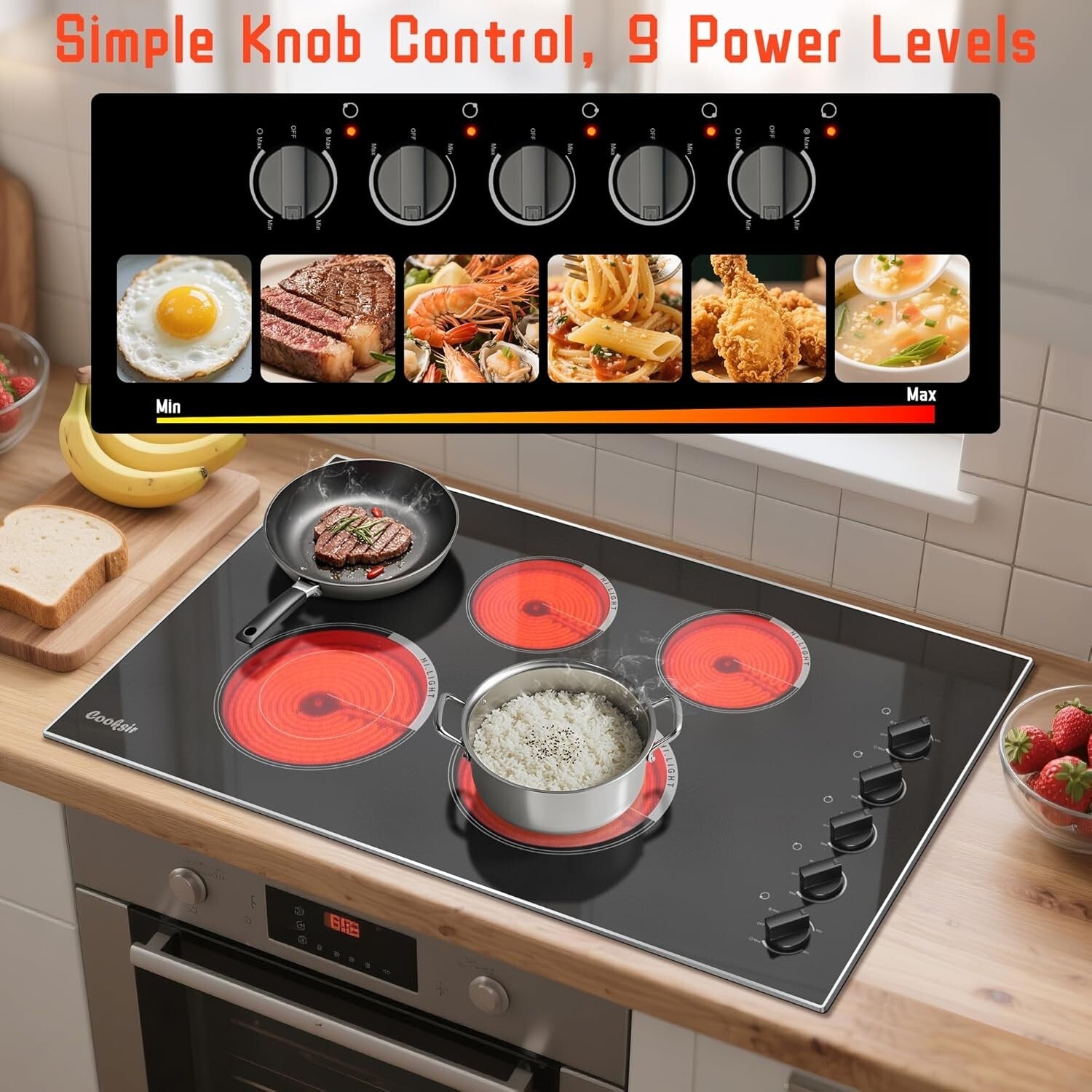 Versatile 36-Inch Electric Stove - 5 Burner Knob Control for Culinary Precision