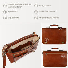 Load image into Gallery viewer, Versatile Leather Briefcase for Men with Detachable Shoulder Strap - Gift Ready